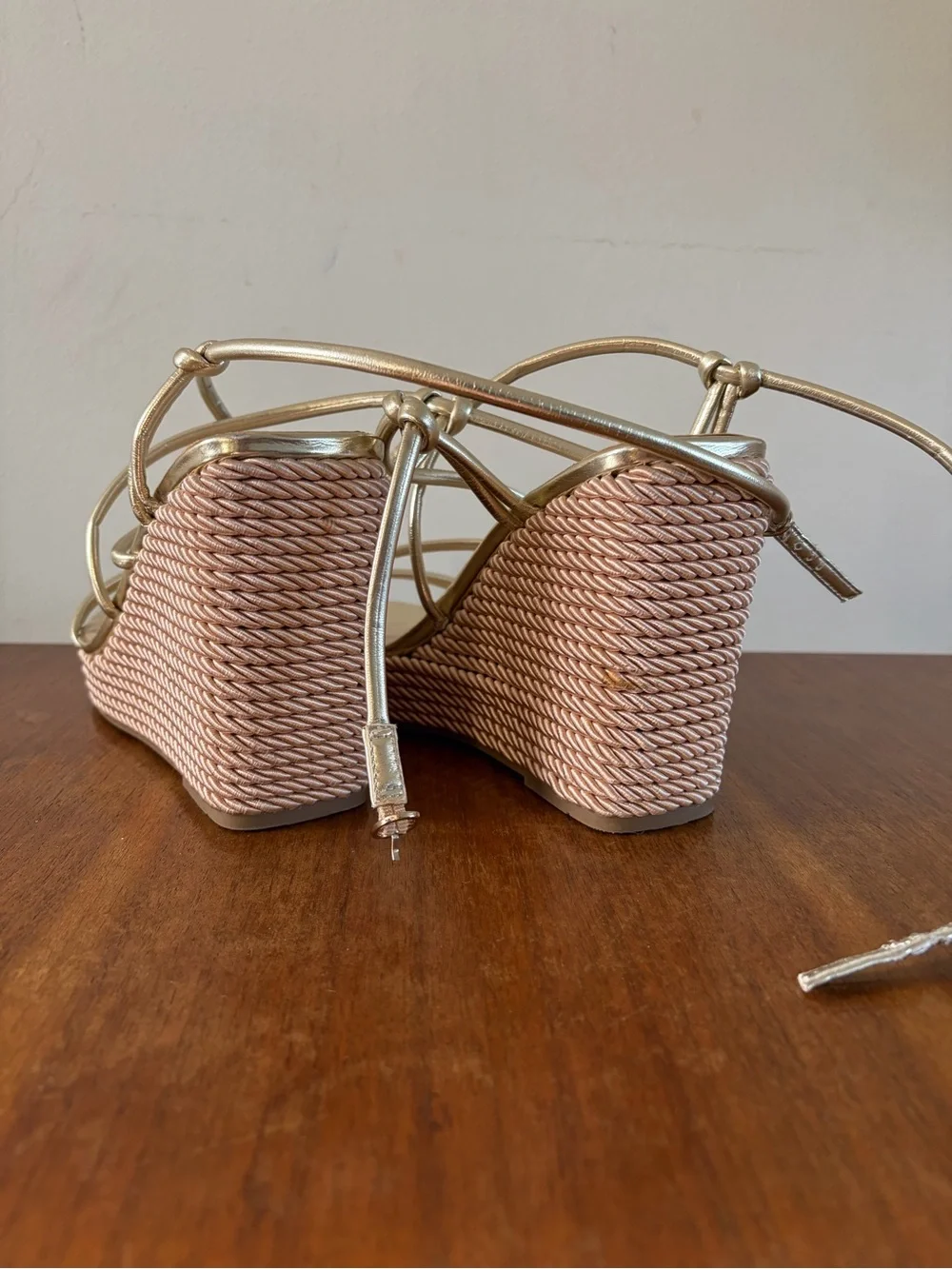 Marc Fisher Metallic Gold Strappy Platform Wedge Sandals